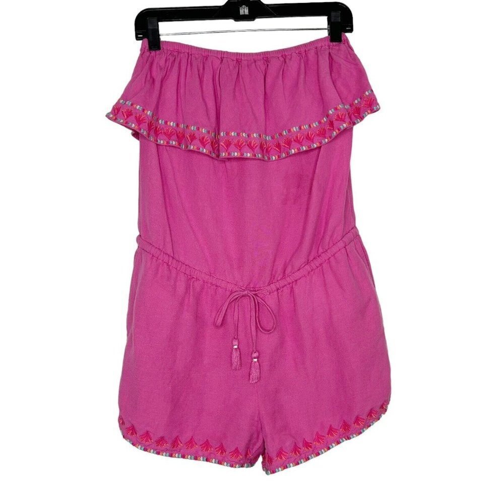 Vineyard Vines Pink Romper Womens‎ Size Small Linen Off Shoulder Beach